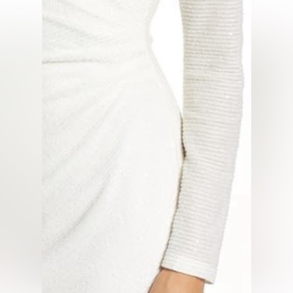 Vince Camuto Women's Size 8P White Bridal Sequined Sheath Side Ruche Dress NWT - Picture 5 of 12